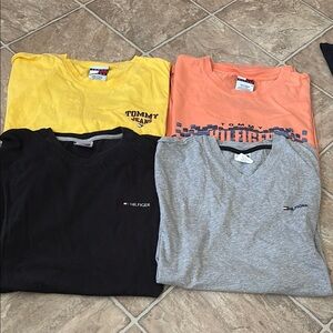 Tommy Hilfiger Black and Gray Short Sleeve Tees